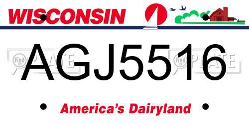 AGJ5516 Wisconsin License Plate