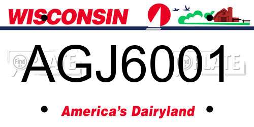 AGJ6001 Wisconsin License Plate