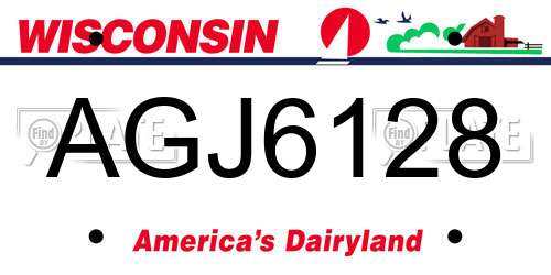 AGJ6128 Wisconsin License Plate