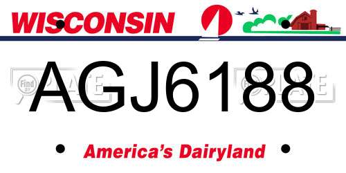 AGJ6188 Wisconsin License Plate