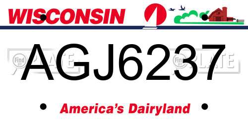 AGJ6237 Wisconsin License Plate