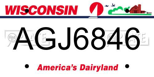 AGJ6846 Wisconsin License Plate