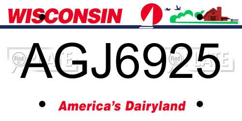 AGJ6925 Wisconsin License Plate