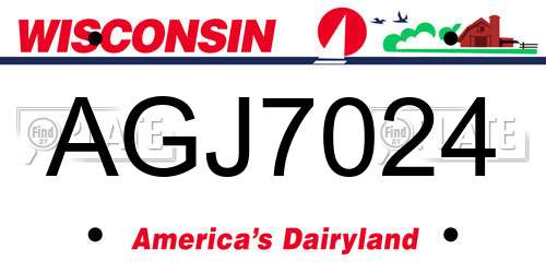 AGJ7024 Wisconsin License Plate