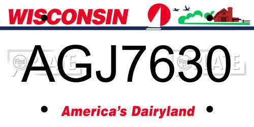 AGJ7630 Wisconsin License Plate