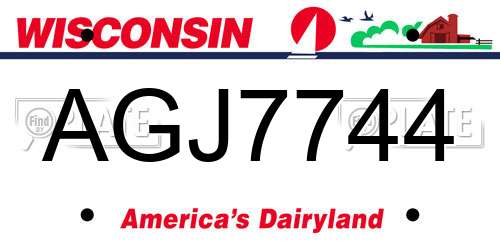 AGJ7744 Wisconsin License Plate