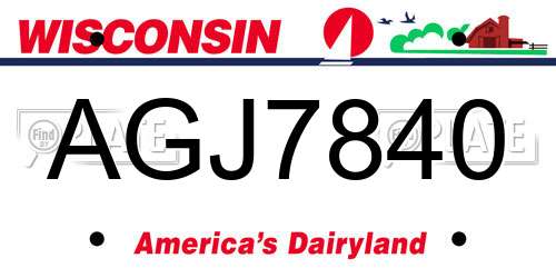 AGJ7840 Wisconsin License Plate