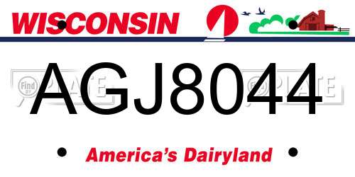 AGJ8044 Wisconsin License Plate