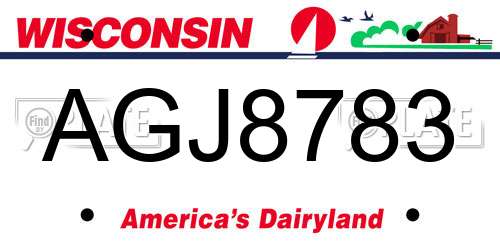 AGJ8783 Wisconsin License Plate