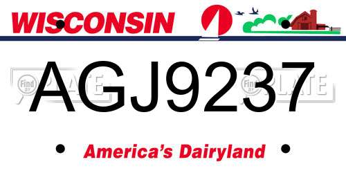 AGJ9237 Wisconsin License Plate
