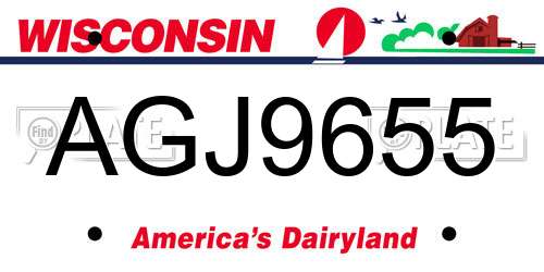 AGJ9655 Wisconsin License Plate