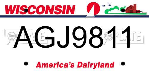 AGJ9811 Wisconsin License Plate