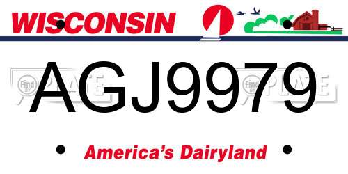 AGJ9979 Wisconsin License Plate