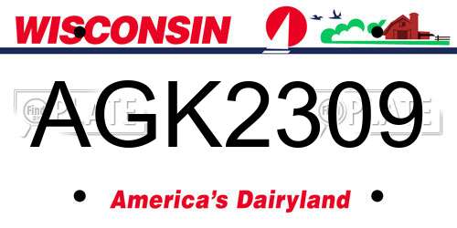 AGK2309 Wisconsin License Plate