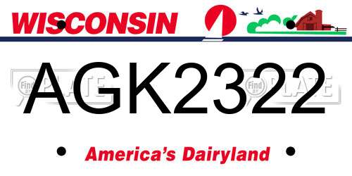 AGK2322 Wisconsin License Plate