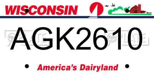 AGK2610 Wisconsin License Plate