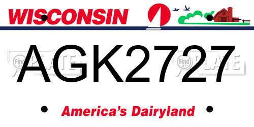 AGK2727 Wisconsin License Plate