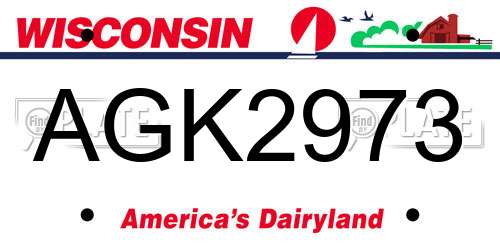 AGK2973 Wisconsin License Plate