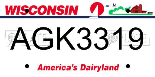AGK3319 Wisconsin License Plate