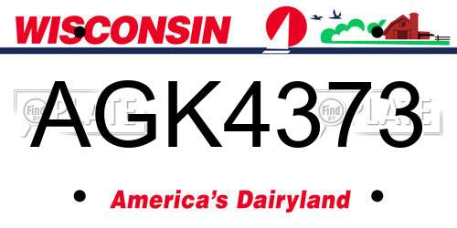 AGK4373 Wisconsin License Plate