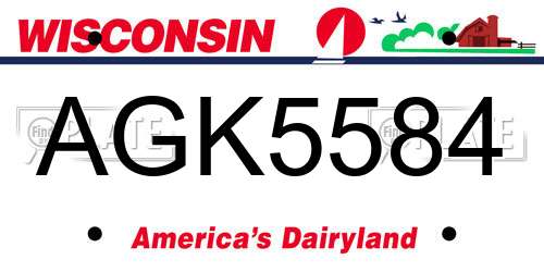 AGK5584 Wisconsin License Plate