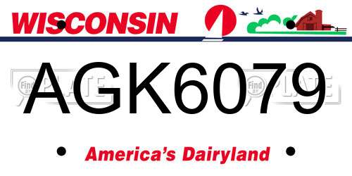 AGK6079 Wisconsin License Plate