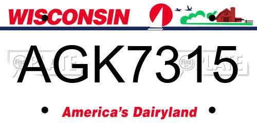 AGK7315 Wisconsin License Plate