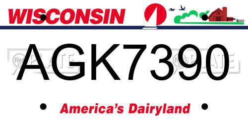 AGK7390 Wisconsin License Plate