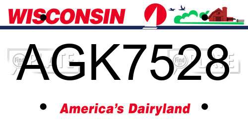 AGK7528 Wisconsin License Plate