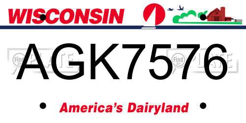 AGK7576 Wisconsin License Plate