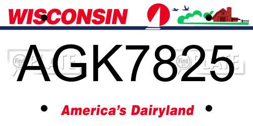 AGK7825 Wisconsin License Plate