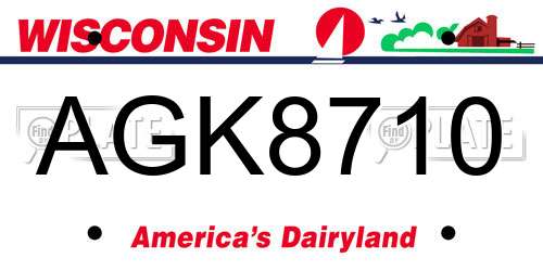 AGK8710 Wisconsin License Plate
