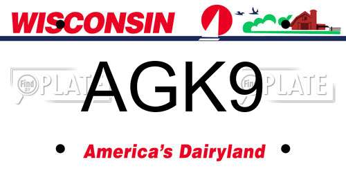 AGK9 Wisconsin License Plate