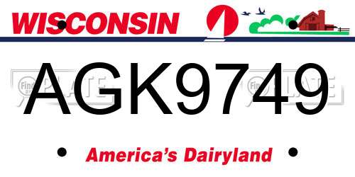 AGK9749 Wisconsin License Plate