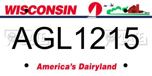 AGL1215 Wisconsin License Plate