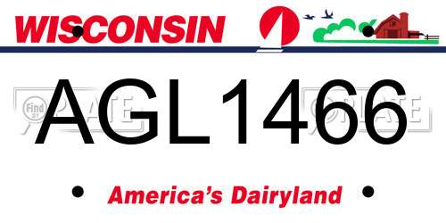 AGL1466 Wisconsin License Plate