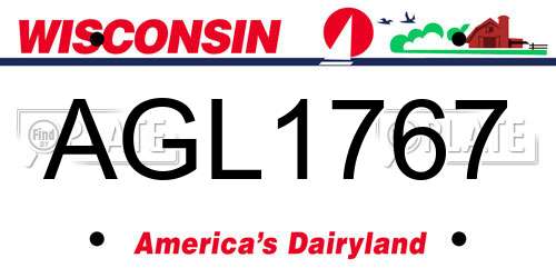 AGL1767 Wisconsin License Plate