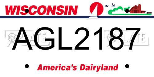 AGL2187 Wisconsin License Plate