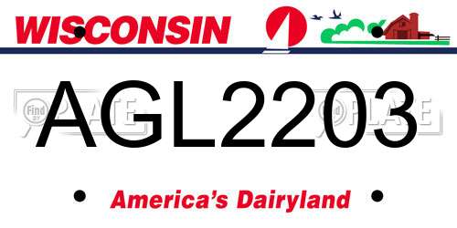 AGL2203 Wisconsin License Plate