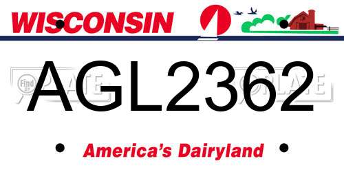 AGL2362 Wisconsin License Plate