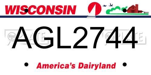AGL2744 Wisconsin License Plate