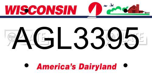 AGL3395 Wisconsin License Plate