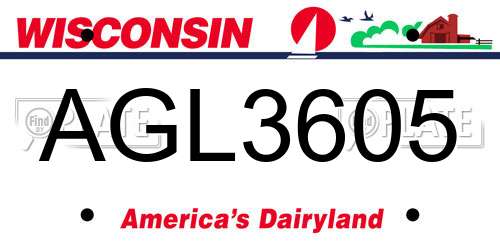 AGL3605 Wisconsin License Plate