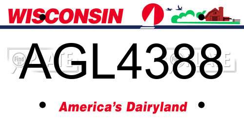 AGL4388 Wisconsin License Plate