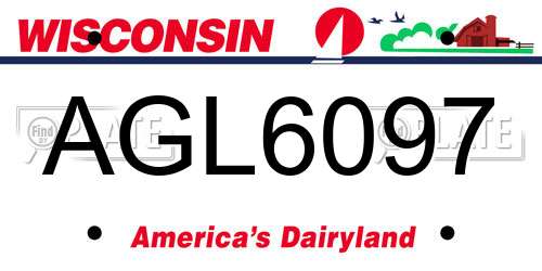 AGL6097 Wisconsin License Plate