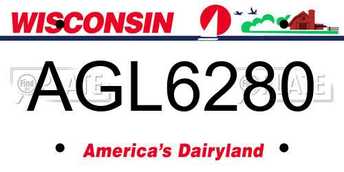 AGL6280 Wisconsin License Plate