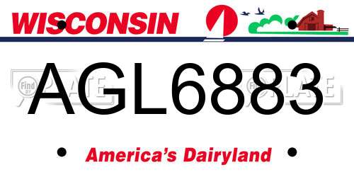 AGL6883 Wisconsin License Plate