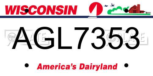 AGL7353 Wisconsin License Plate