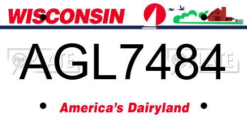 AGL7484 Wisconsin License Plate