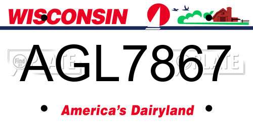AGL7867 Wisconsin License Plate